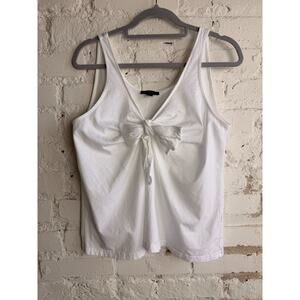 J Crew White Bow Tank Top Sleeveless Cotton Tie Front Casual Summer S